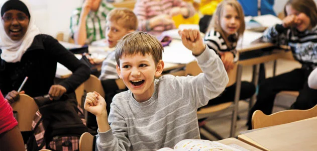 Finland kids cheering for school day